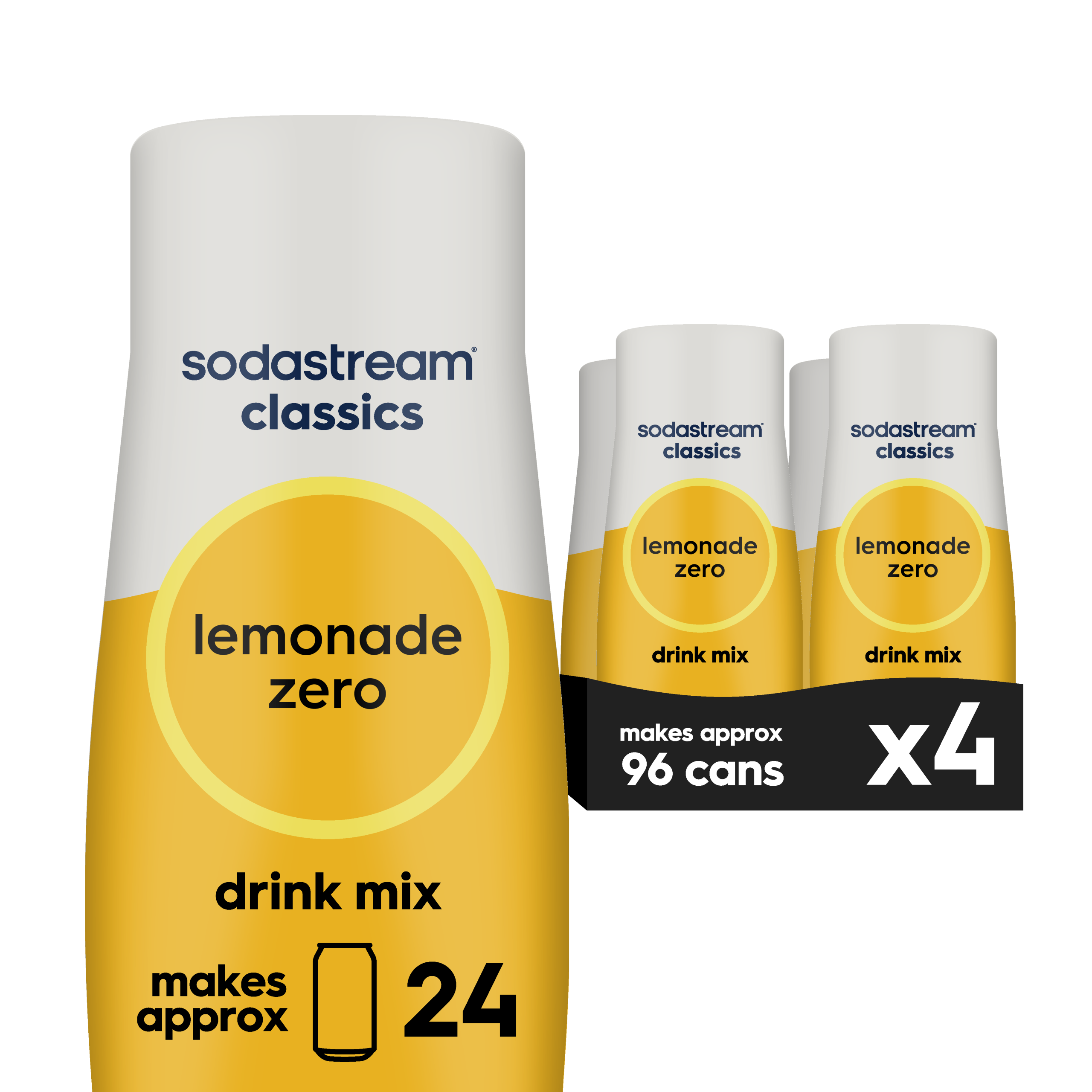 Sodastream Classics Lemonade Zero Sugar Drink Mix 4 Pack 440ml