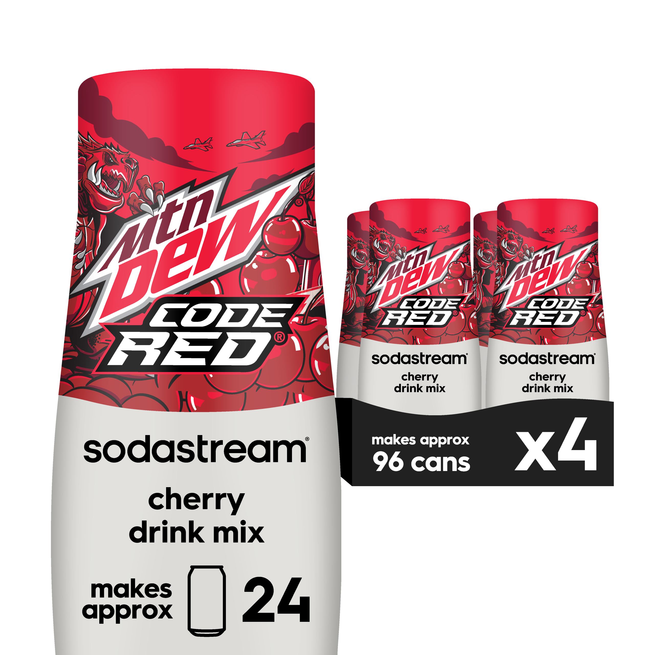 Sodastream MTN DEW® Code Red Cherry Drink Mix 4 Pack 440ml
